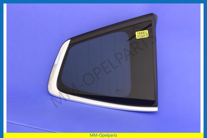 Glass, rear triangular window, right, privacy tint, for diversity antenna stystem