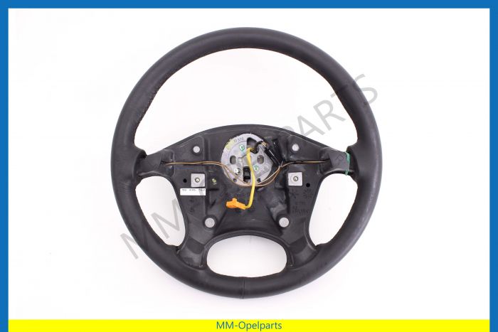 Steering wheel, 4 spokes, Leather, 370-mm  