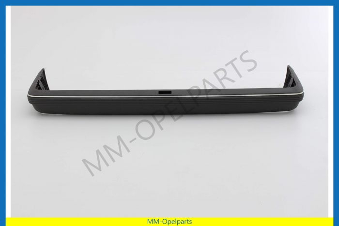 Rear bumper with reinforcement, gray with chrome trim